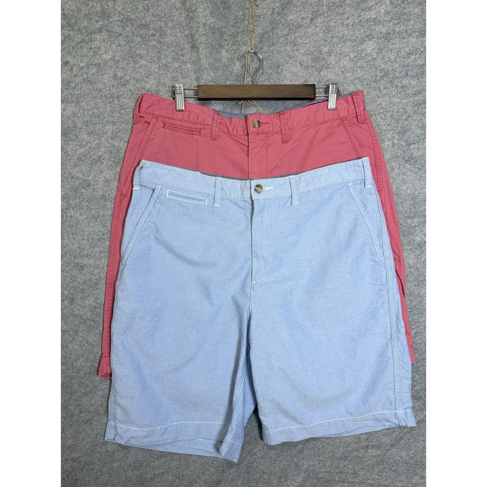 Polo Ralph Lauren Chino Shorts Men 34 Pink Blue Relaxed Fit Pockets -BUNDLE OF 2